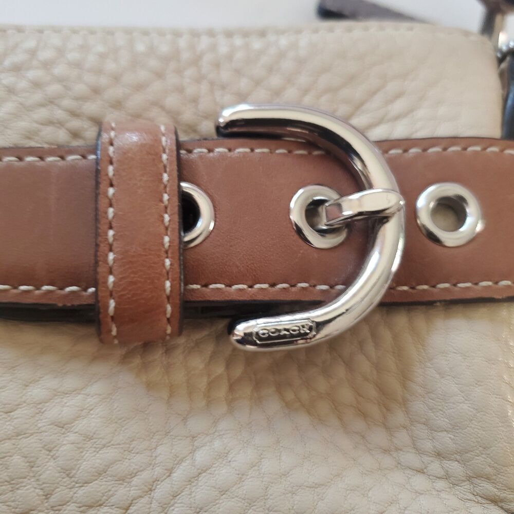 Coach East West Beige Pebbled Leather Demi Convertible Shoulder Bag Y2K NWOT - Picture 15 of 16